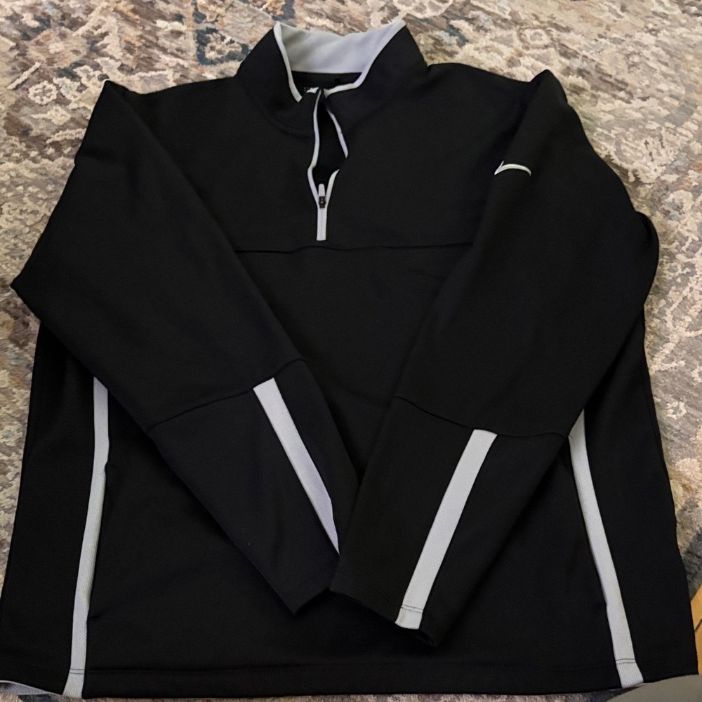 Nike Black Lightweight Half-Zip Shirt Jacket with White Accents